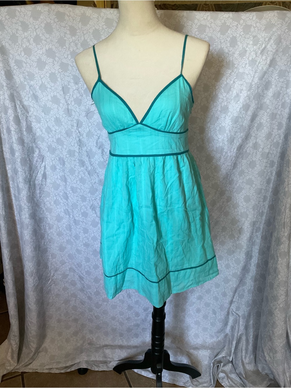Forever 21 Teal Spaghetti-Strap Slip Dress with Contrast Trim